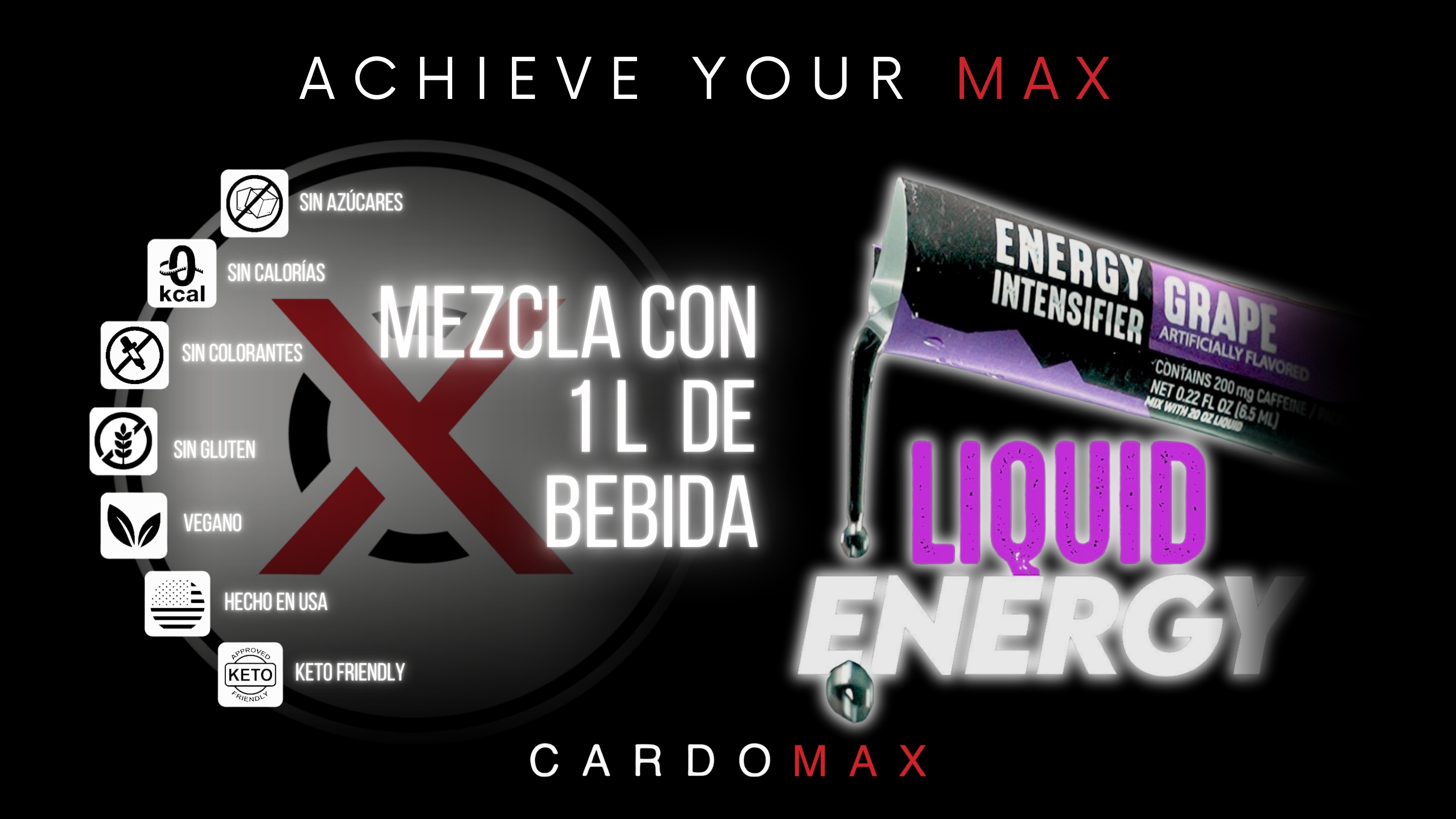 Cardomax Liquid Energy - Achieve Your Max - Mezcla con 1L